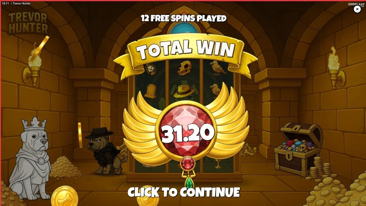 Trevor Hunter slot game featuring a Shar Pei explorer in a graveyard setting