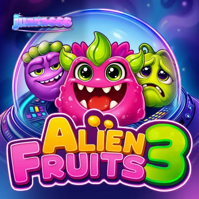 Tampilan visual grid 6x5 pada slot Alien Fruits 3 dengan tema buah luar angkasa yang cerah